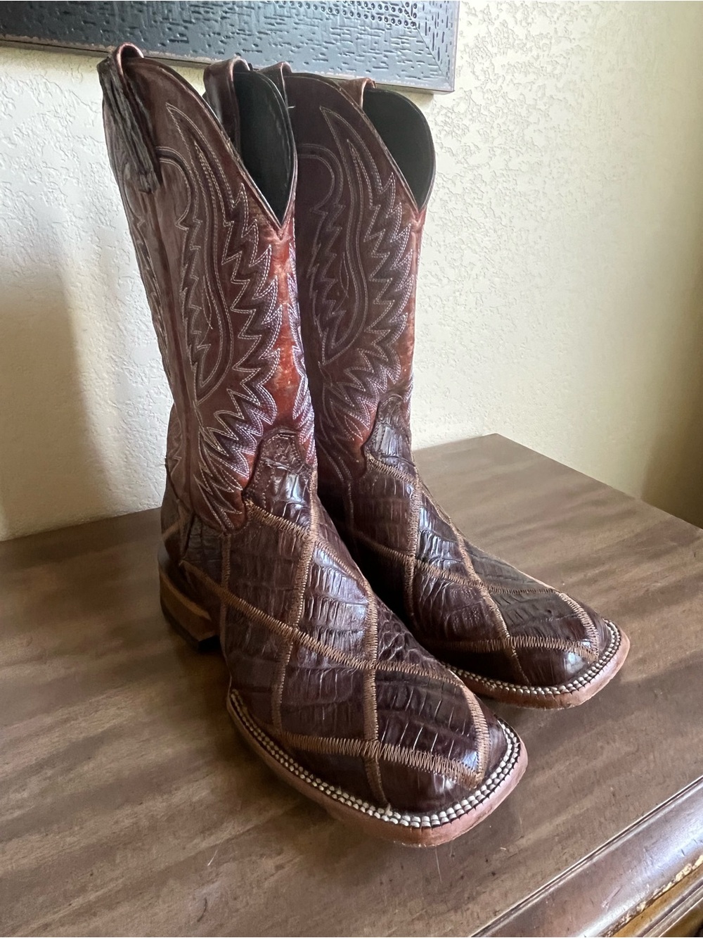 Men's Brown Exotic Patchwork Leather Cowboy Boots